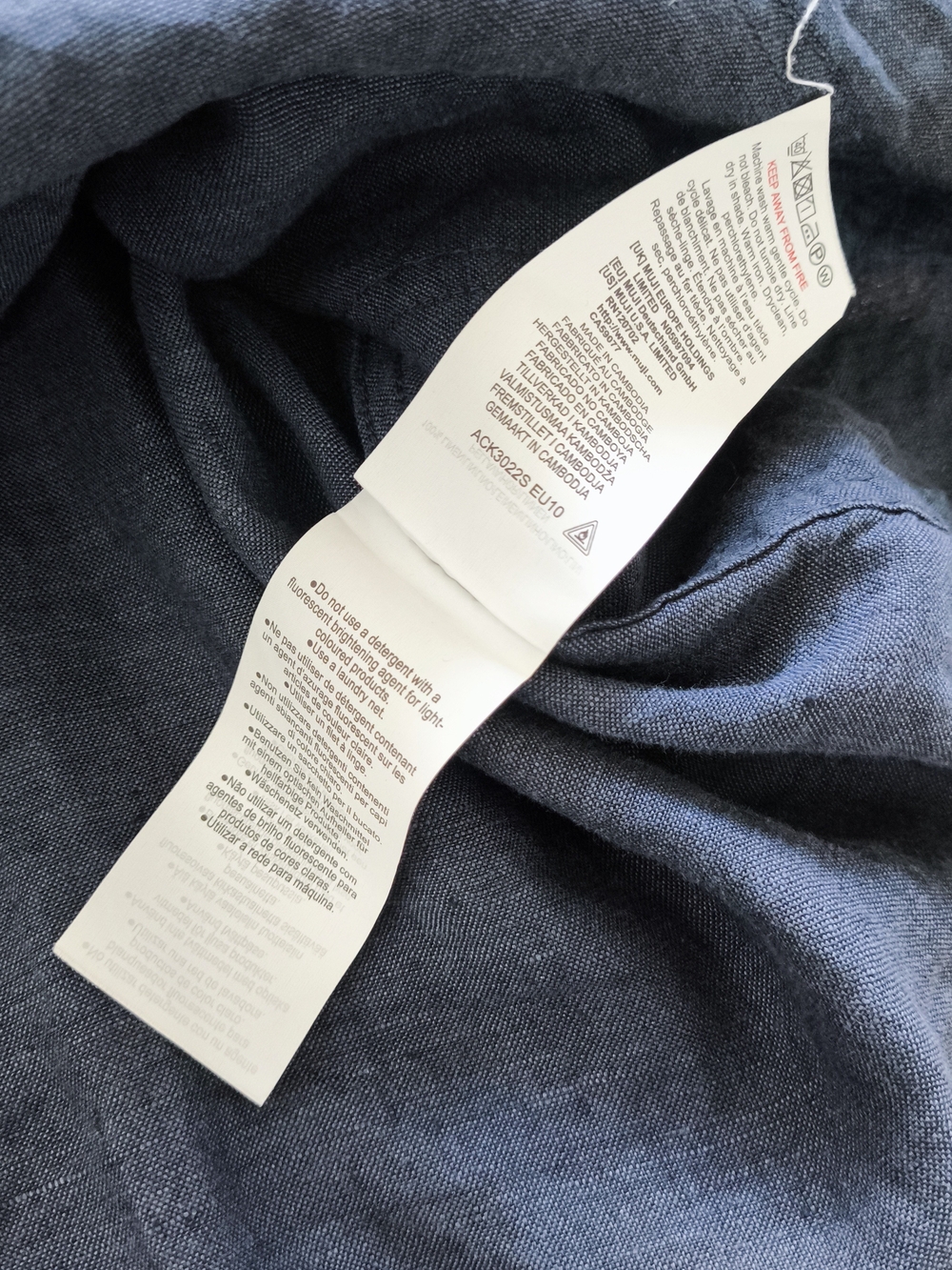 Muji 100 % Linen Chore Jacket Unstructed Men's Blue Linen Boxy Oversized Size XL - Picture 14 of 15